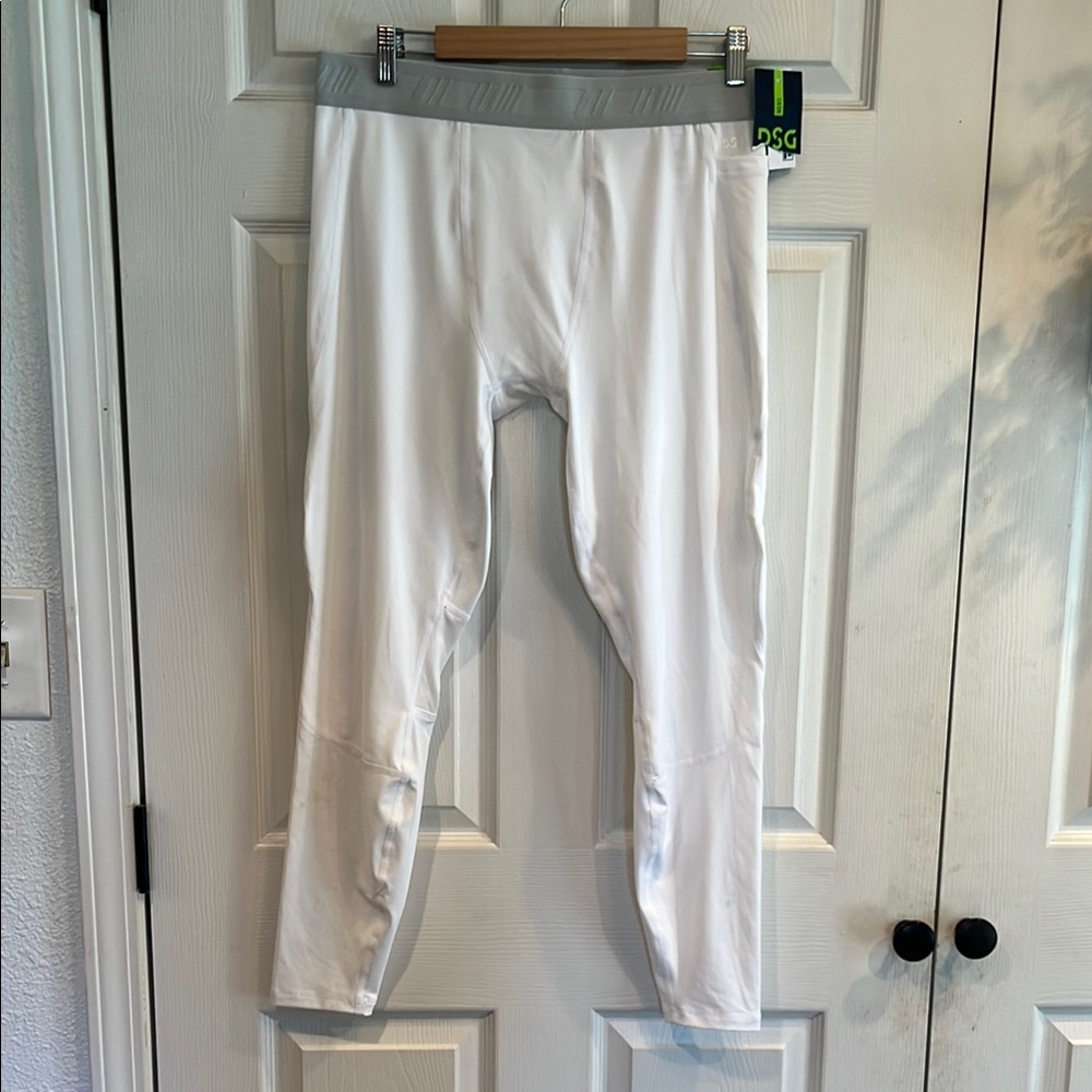 DSG White Compression Tights with Elastic Waistband and Soft Texture